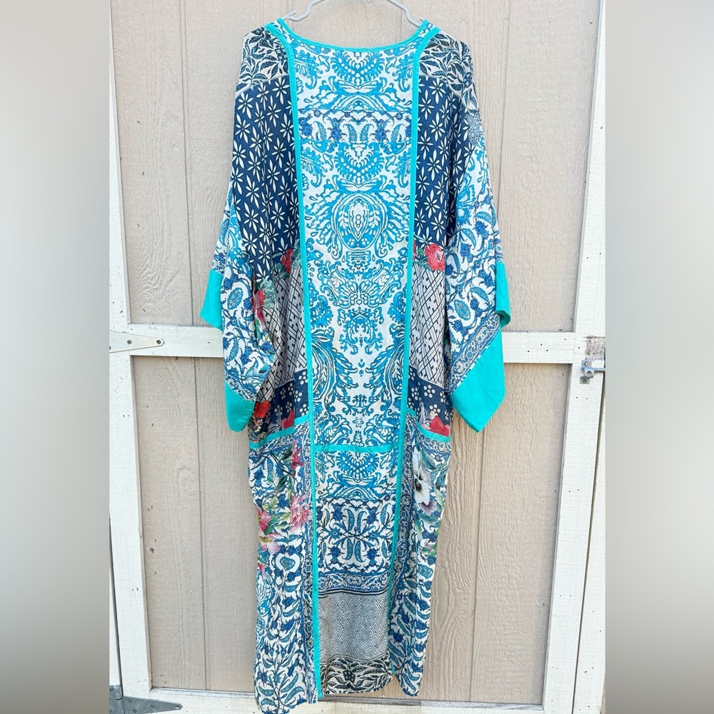 Johnny Was 100% Silk Kimono Duster – Size L | Boho Floral Paisley Print - Picture 8 of 12